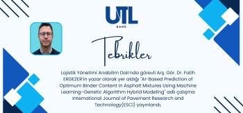 Bölümümüz Arş. Gör. Dr. Fatih ERGEZER'in Başarısı