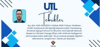 Bölümümüz Arş. Gör. Dr. Fatih ERGEZER'in Başarısı