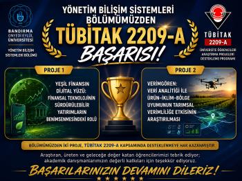 YÖNETİM BİLİŞİM SİSTEMLERİ BÖLÜMÜMÜZDEN TÜBİTAK 2209-A BAŞARISI